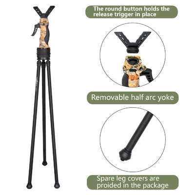 Rubber Tripod Feet Hunting Shooting Sticks Black Pole With Bubble Level